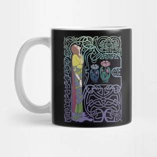 Celtic Lady (blue on black) Mug